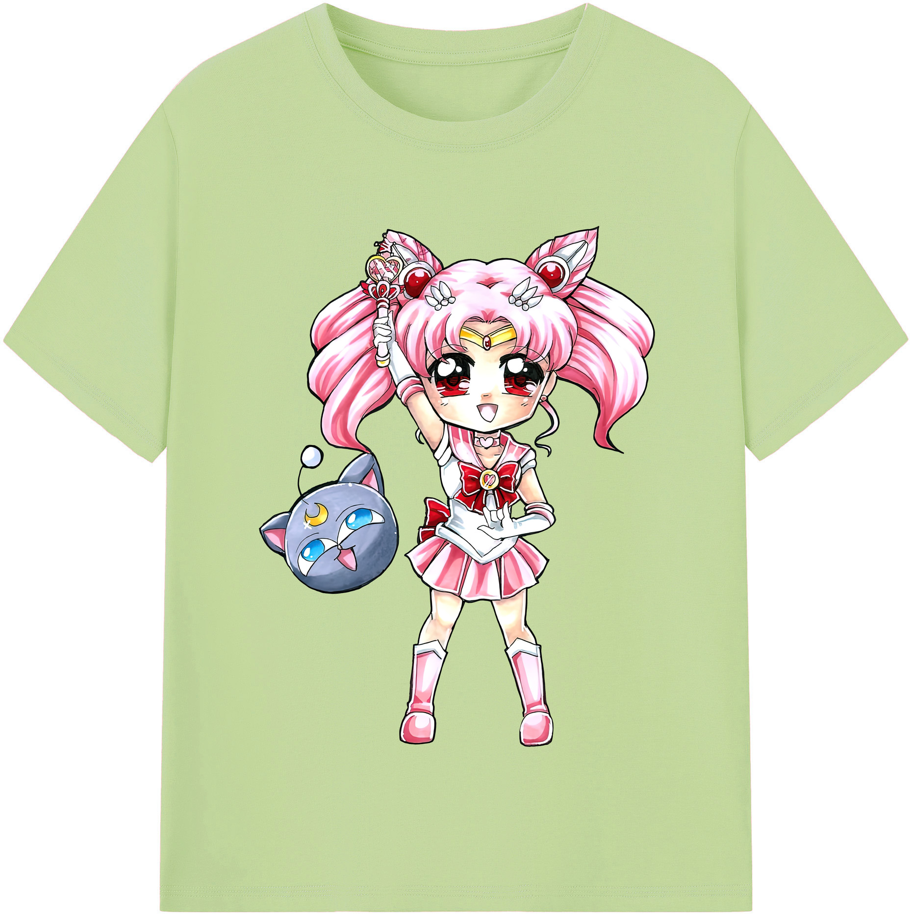 （画像用） 美少女戦士セーラームーン ちびうさ Sailor Moon Chibiusa Tsukino Usagi Small Lady Serenity 綿100％半袖Tシャツ（フロントプリント）